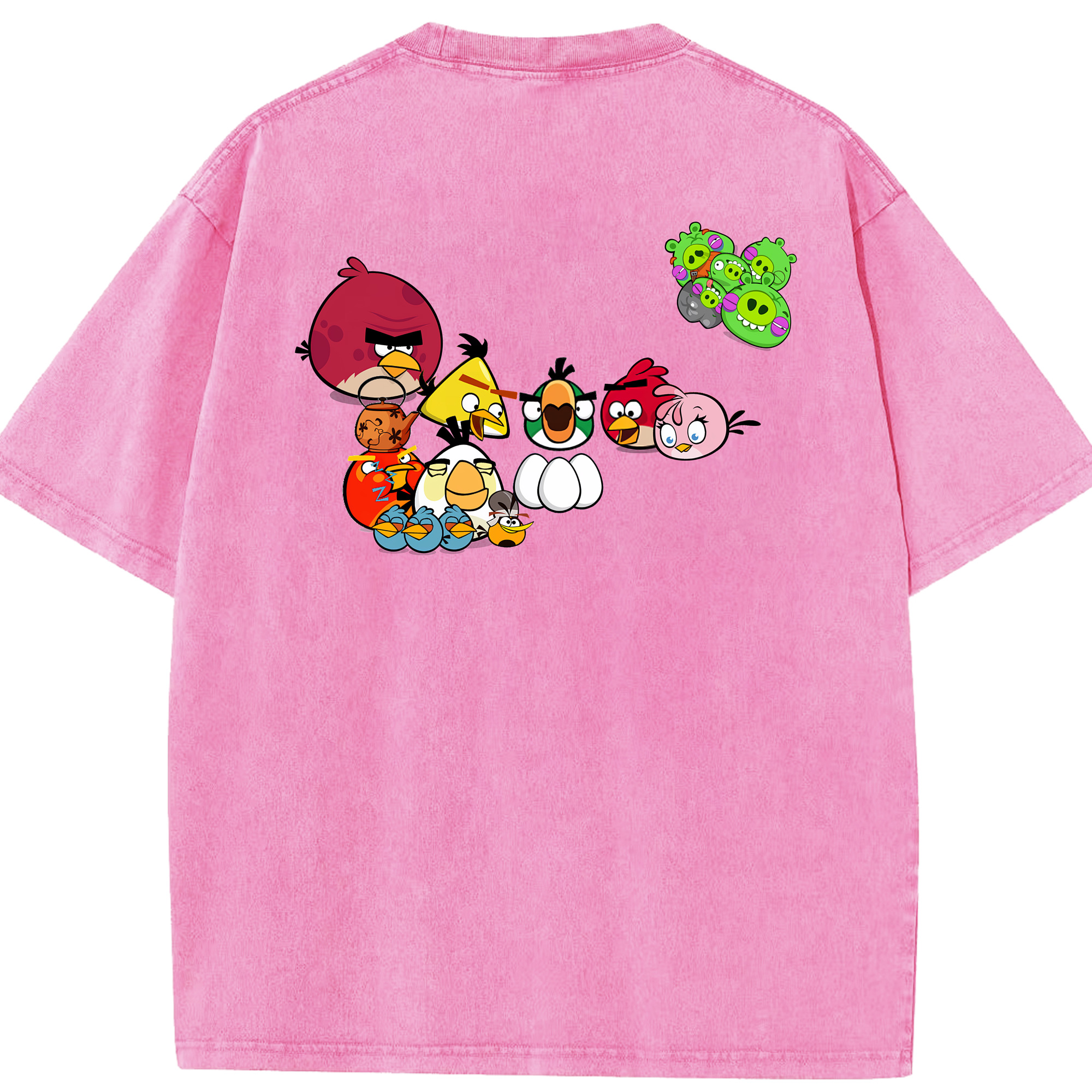 （画像用） Angry Birds アングリーバード 綿100% ヴィンテージ風 半袖Tシャツ（背面プリント）